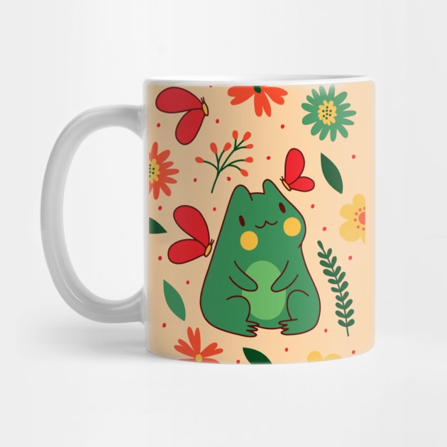 Cute Cottagecore Frog Floral Aesthetic by Sugoi Otaku Gifts